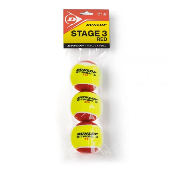 Dunlop Stage Red 3 Polybag Tennisbal 3 Stuks